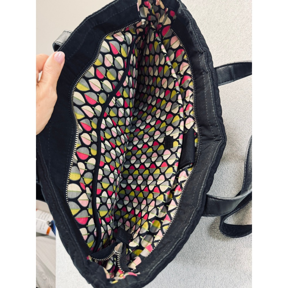 Vera Bradley Black Quilted Tote Bag Large Travel Work Laptop Shoulder Purse - Picture 11 of 12
